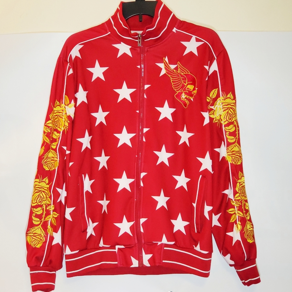 REASON Red Star Track Jacket with Gold Embroidery
